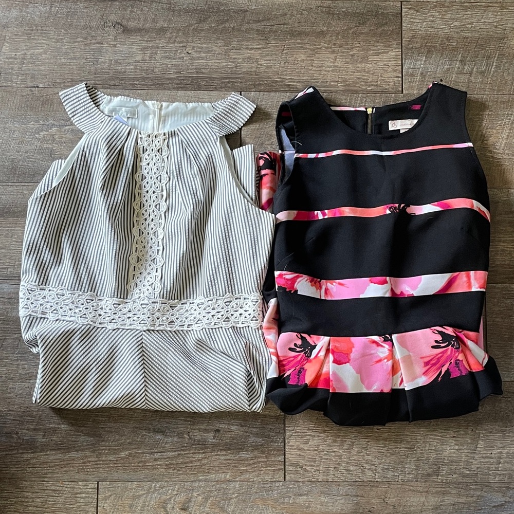 London Times & CB Striped Tank Midi Dress Bundle - 2 Midi Dresses